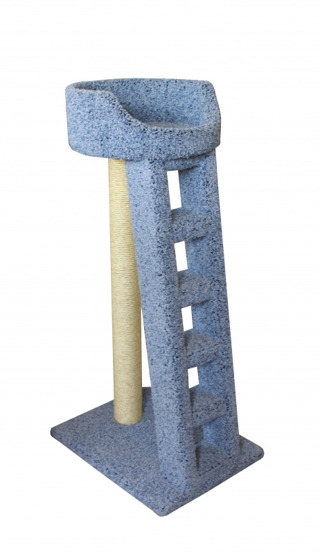 Когтеточка для кошек Лежанка с лестницей (голубой)
