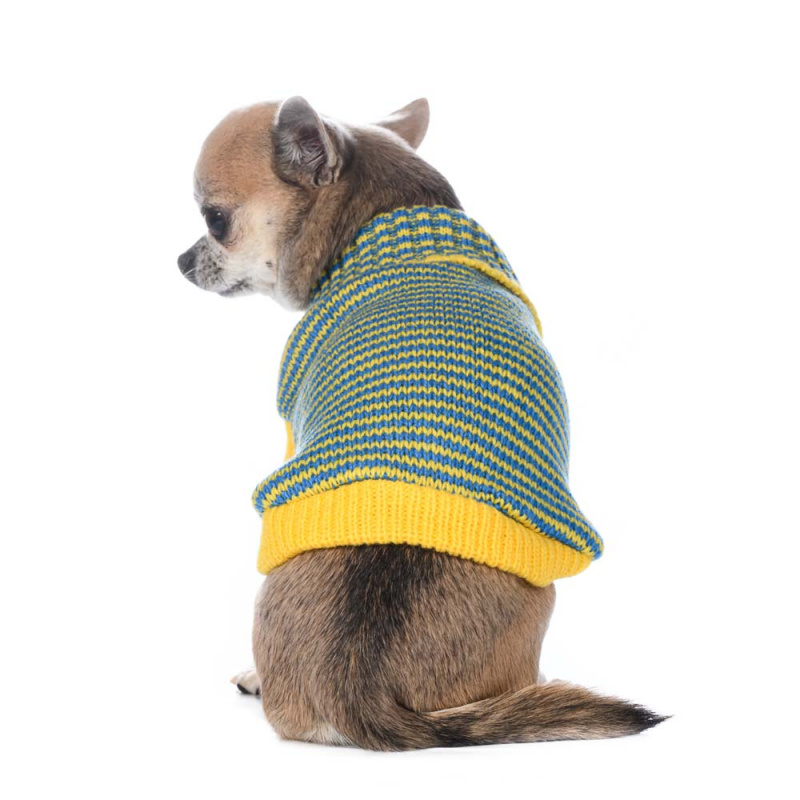 Свитер для собак желто-зеленый полосатый 20см 7