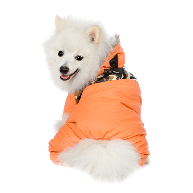 Комбинезон для собак светло-оранжевый с капюшоном 1