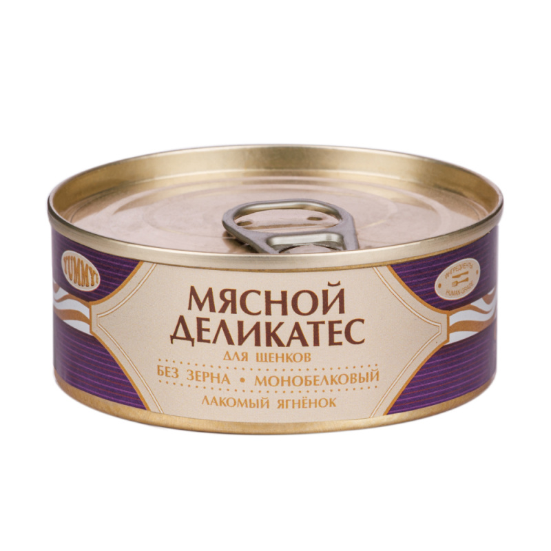 Мясной Деликатес консервы для щенков, с натуральным ягненком в желе ...