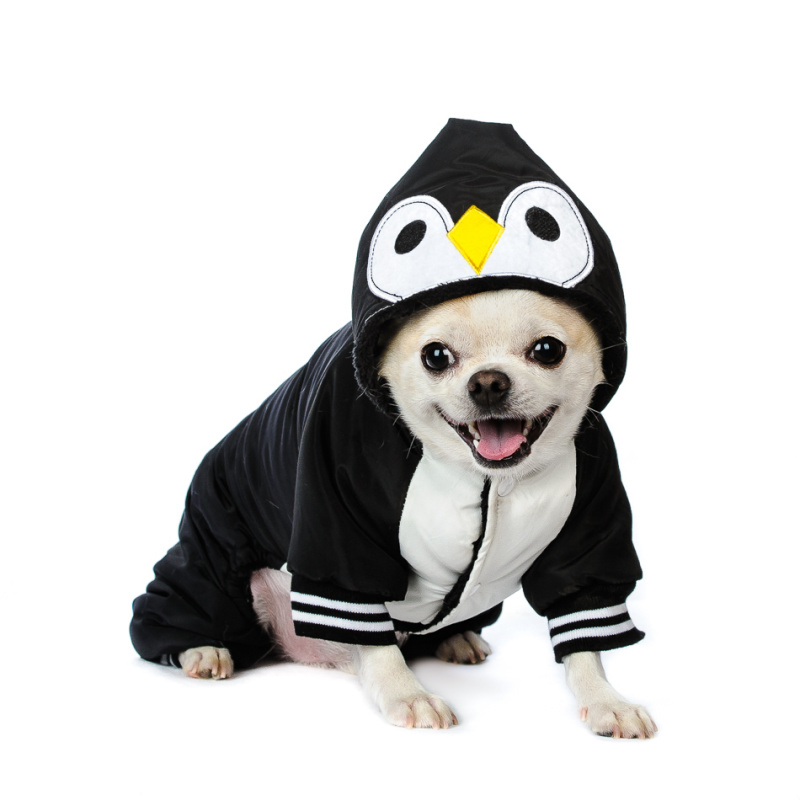 Комбинезон для собак черный пингвин с капюшоном