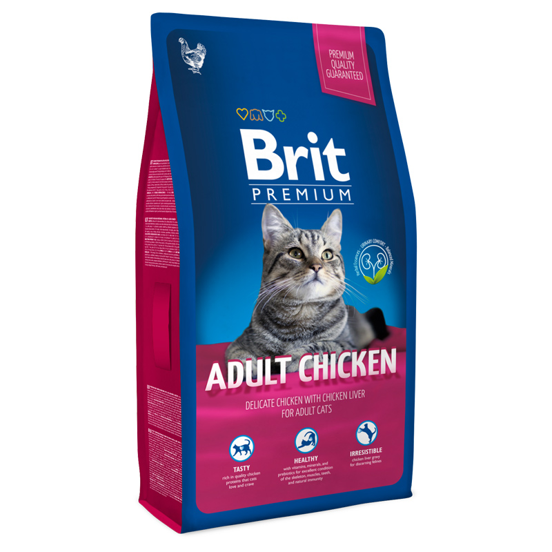 Premium Cat Adult корм для взрослых кошек, с курицей и печенью, 1,5 кг