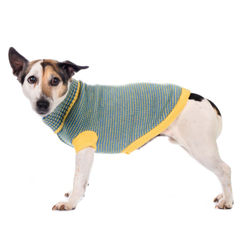 Свитер для собак желто-зеленый полосатый 40см