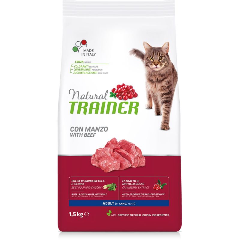 Natural Adult корм для кошек старше 1 года, с говядиной, 1,5 кг