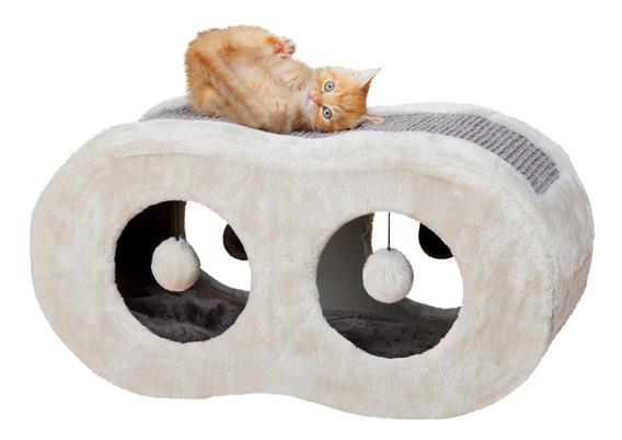 Дом-когтеточка для кошек Liana с лежаком и игрушками, светло-серый/серый, 56x28x25 см 1
