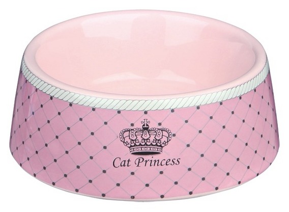 Миска для кошек Princess, 0.18 л/? 12 см, керамика, розовый