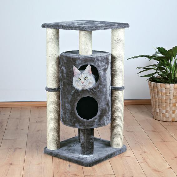 Дом-когтеточка для кошек Vigo с площадкой и двойным домиком, темно-серый, 44х44х94 см
