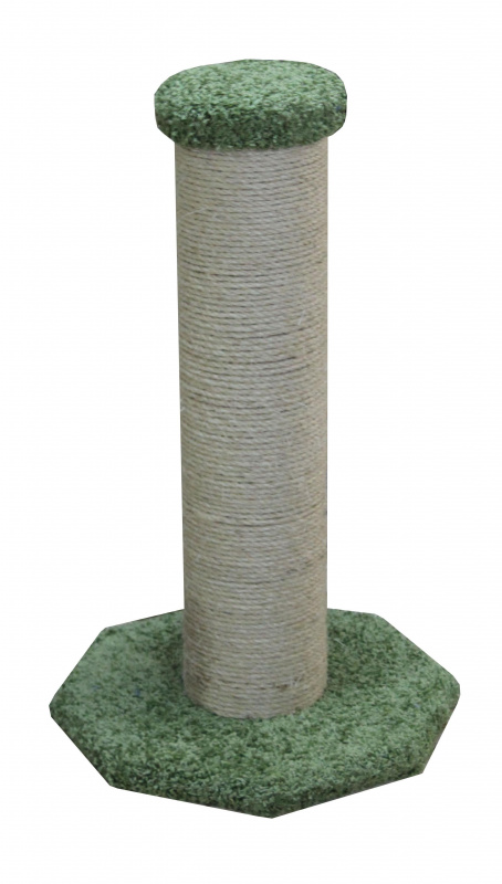 Когтеточка-столбик для кошек «Столбик мощный» на подставке, зеленый, 42х42х82 см