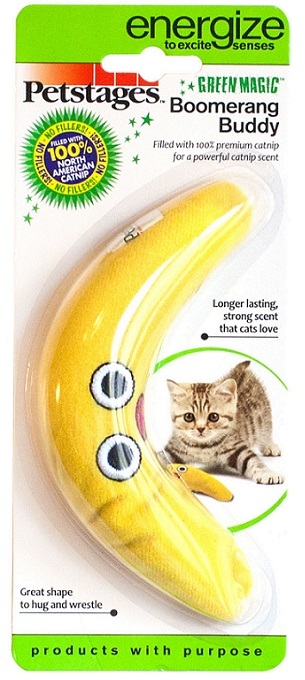 Игрушка для кошек Желтый бумеранг с кошачьей мятой 16 см
