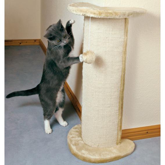 Когтеточка для кошек угловая Lorca, 37 х 27 х 75см, с игрушкой, бежевая