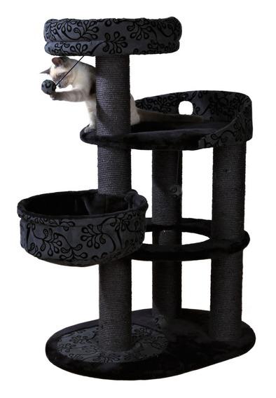 Дом-когтеточка для кошек Fillipo многоуровневый с площадками и игрушкой, темно-серый, 58х77х114 см