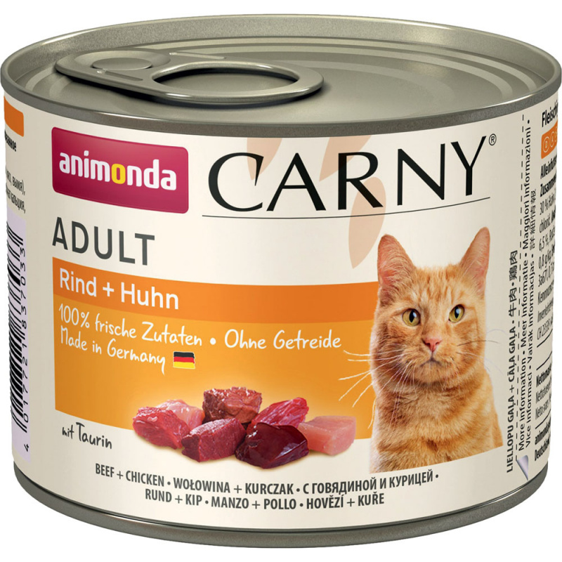 Carny Adult консервы для кошек старше 1 года, с говядиной и курицей, 200 г