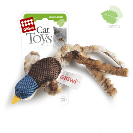 Игрушка для кошек Маленькая птичка, ткань 15 см