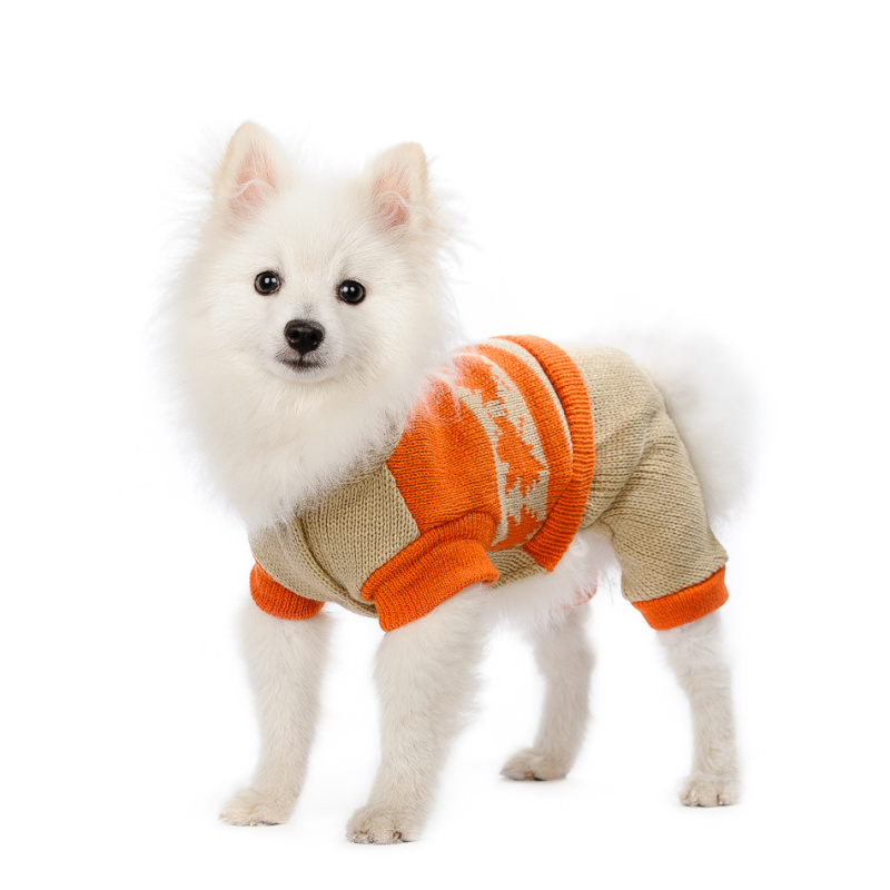 Свитер для собак с ножками и капюшоном оранжевый 2