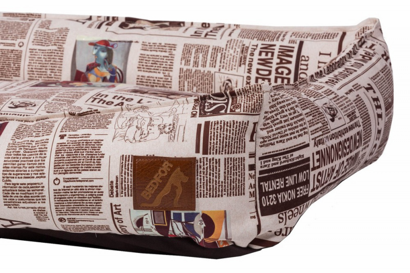 Лежанка для животных со съемными чехлами, принт Газета, размер 60*45 см 1