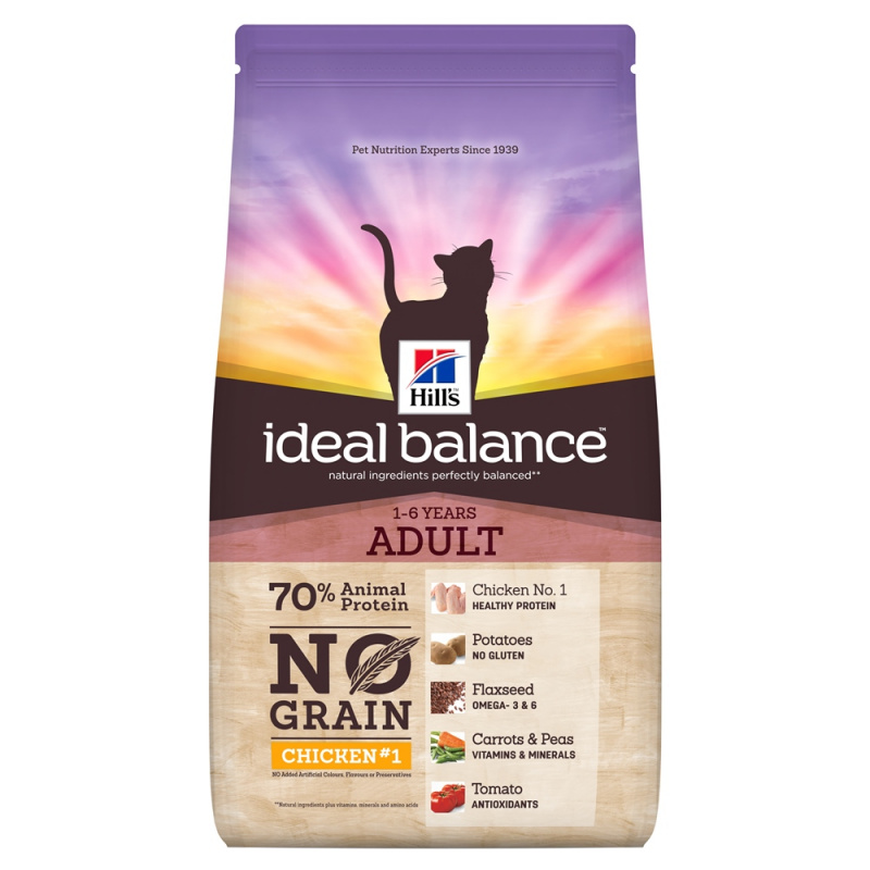 Ideal Balance No Grain сухой корм для кошек, натуральный беззерновой с курицей и картофелем, 1,5кг