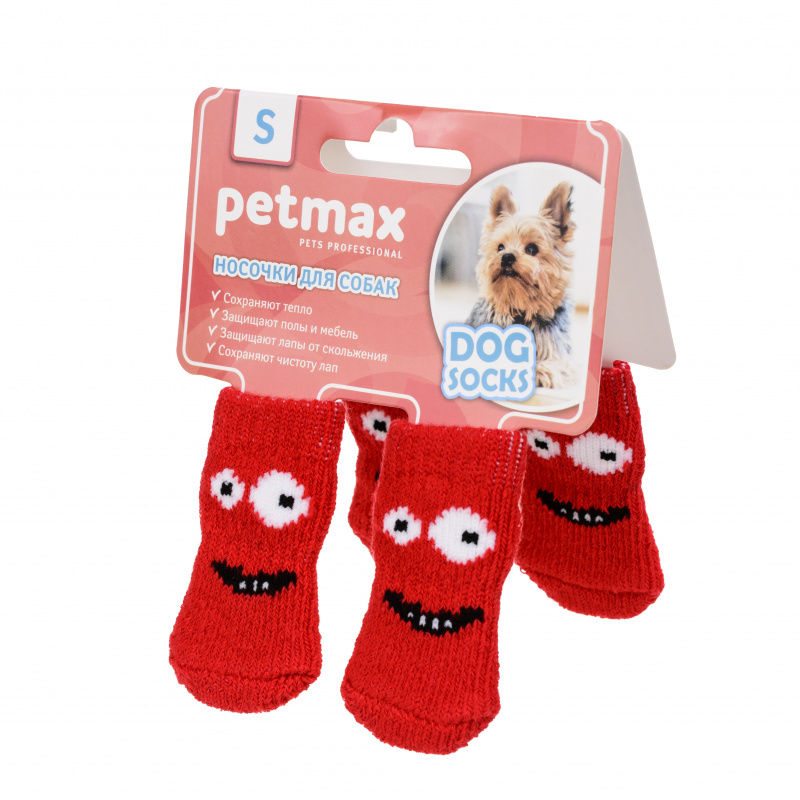 Носки для собак красные с глазками