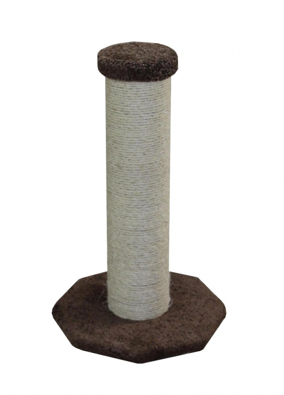 Когтеточка-столбик для кошек «Столбик мощный» на подставке, коричневый, 42х42х82 см