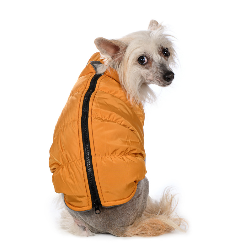 Куртка для собак на молнии желтая 2
