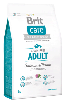 Care Grain-free Adult корм для собак малых и средних пород (1-25 кг), с лососем и картофелем, 3 кг