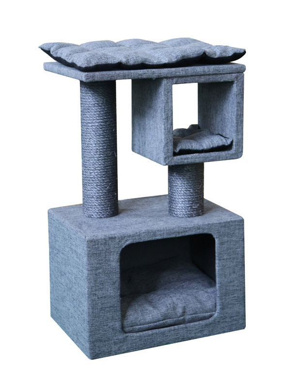 Дом-когтеточка для кошек NAPOLI 40x30x67 см, серая