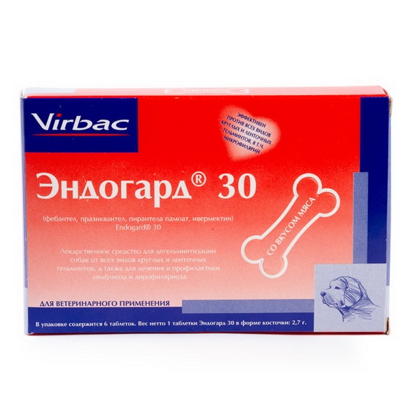 VIRBAC антигельметик Эндогард 30 (2 таб./упак)