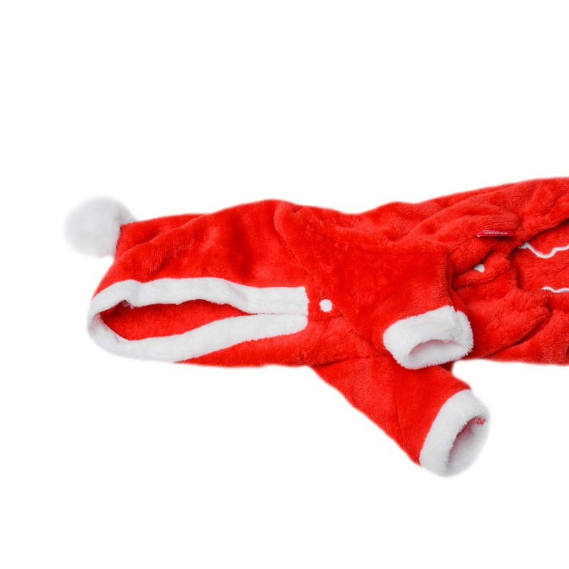 Комбинезон для собак велюровый бордовый Дед Мороз 4