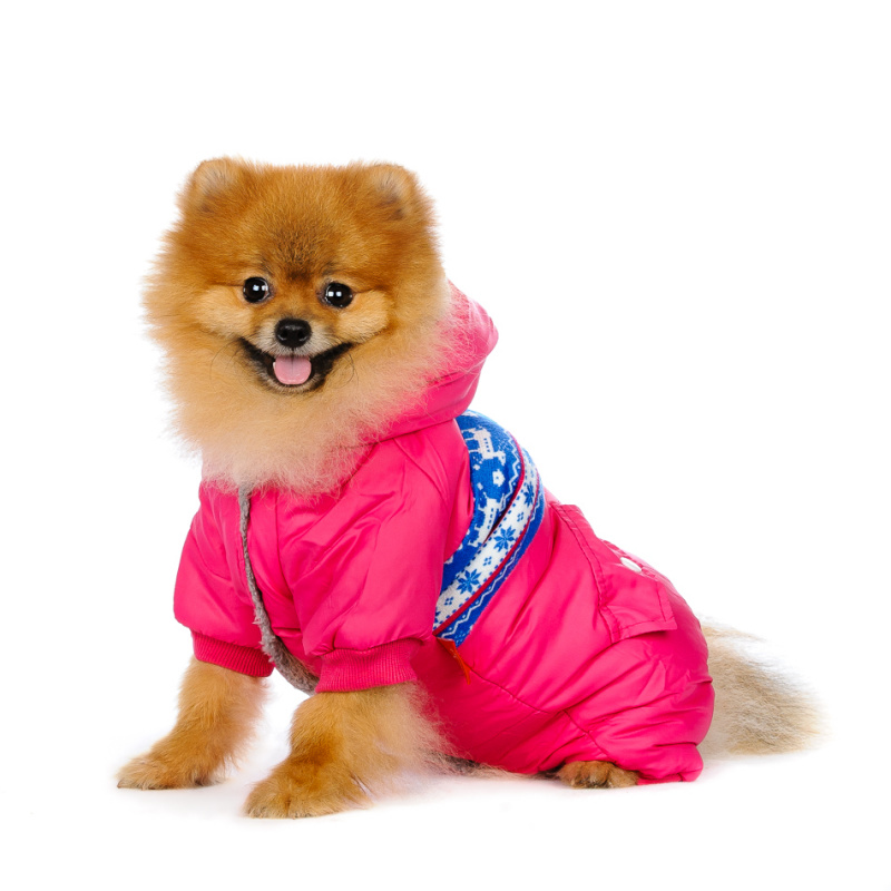 Комбинезон для собак розовый с орнаментом девочка 2