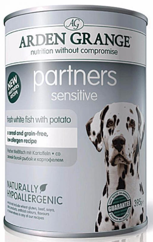 Partners Sensitive консервы для собак старше 1 года с чувствительным пищеварением, с океанической белой рыбой и картофелем, 395 г