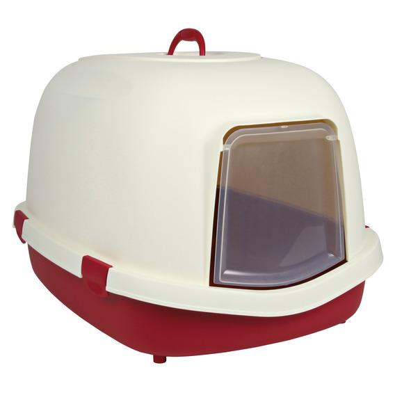 Туалет-домик для кошек Primo, 56 × 47 × 71 см, бордовый/кремовый