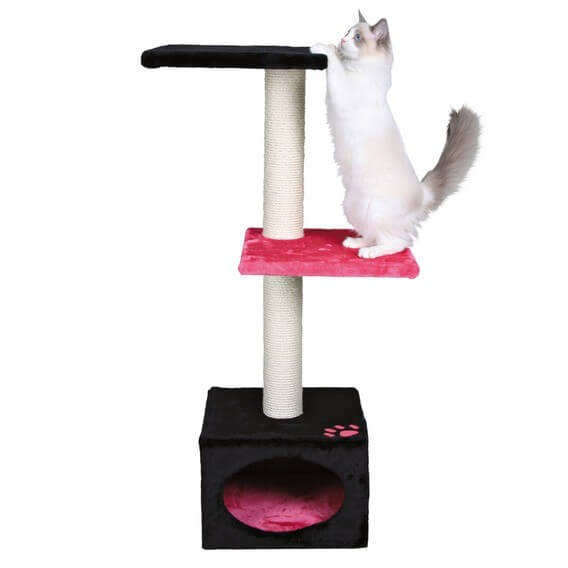 Домик-Когтеточка для кошек Бадалона плюш черный/розовый 109 см