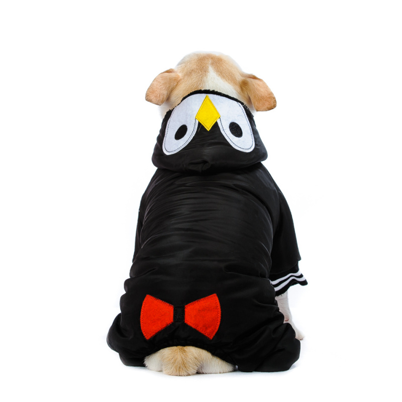 Комбинезон для собак черный пингвин с капюшоном 1