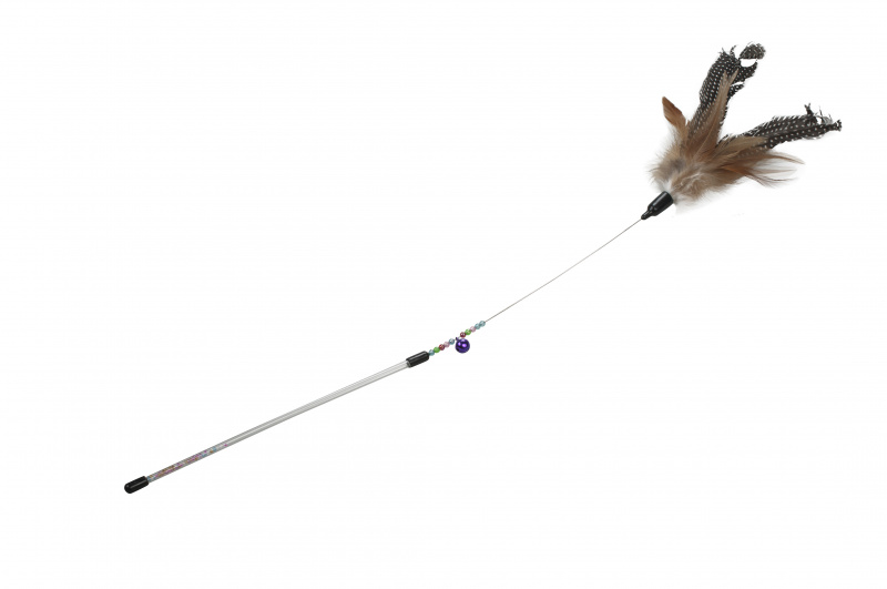 Игрушка для кошек Дразнилка с перьями и мехом 45 см