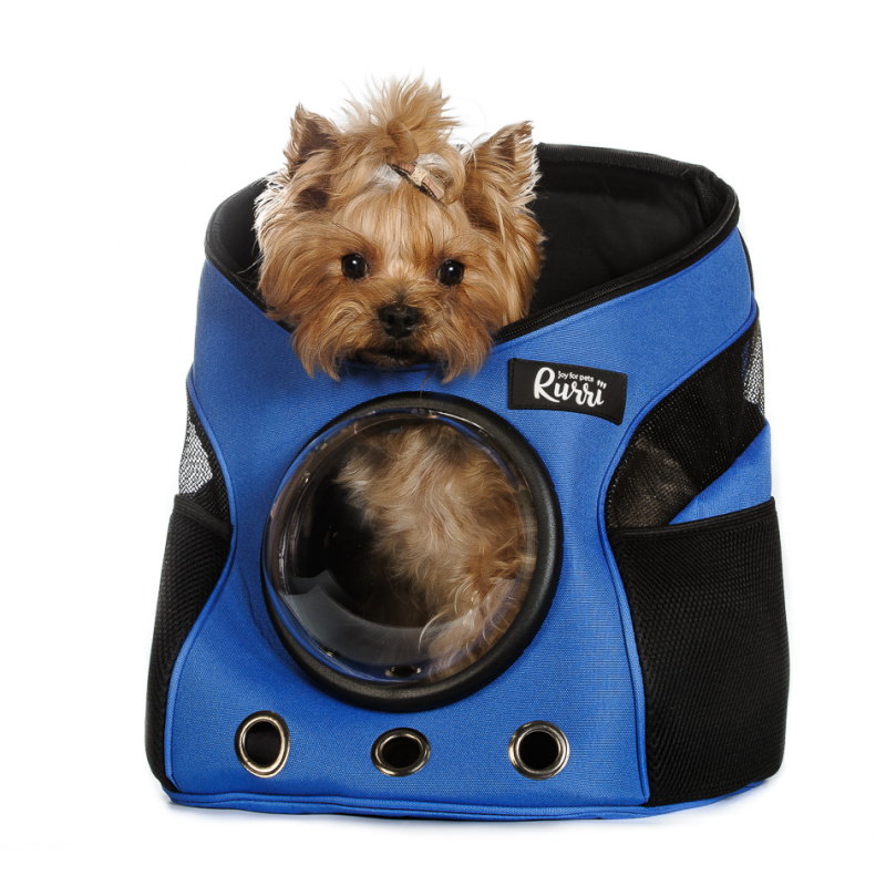 Рюкзак переноска для кошек и собак с окошком синий 35х28х39 см 1