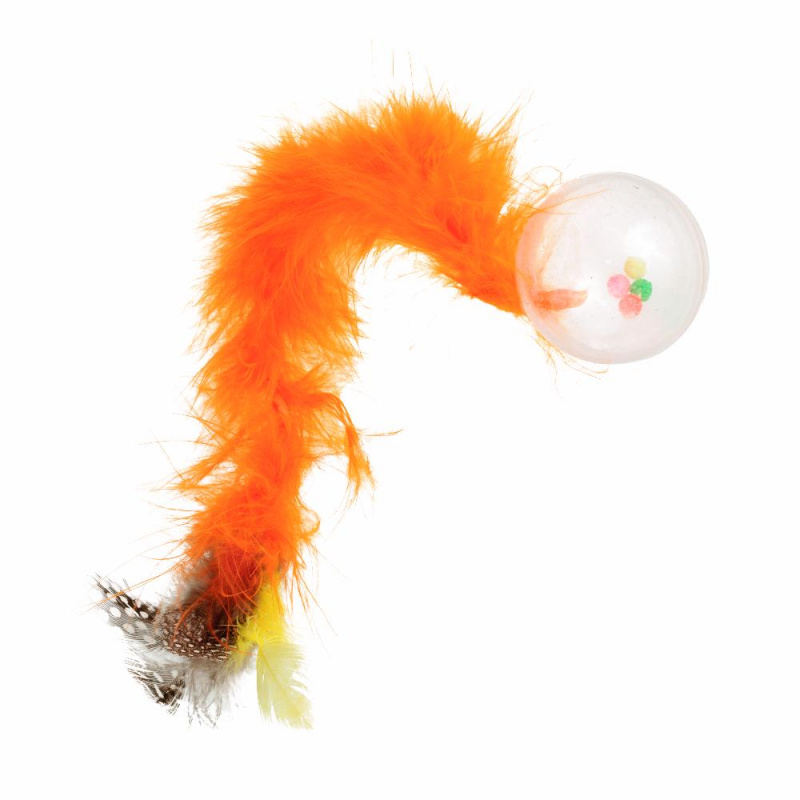 Игрушка для кошек Мячик-погремушка с хвостиком, 4 см