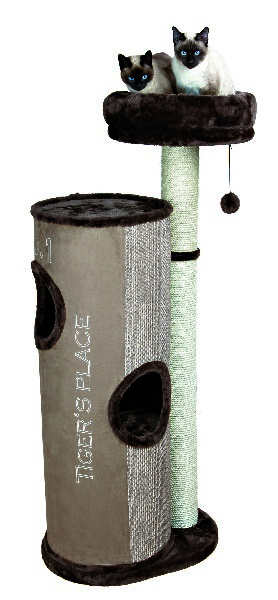 Домик-башня для кошки Julio, 140 см, иск. замша/плюш, коричневый/темно-коричневый