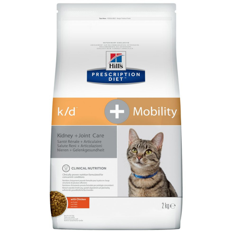 Prescription Diet k/d + Mobility Kidney + Joint Care сухой корм для кошек, с курицей, 2кг