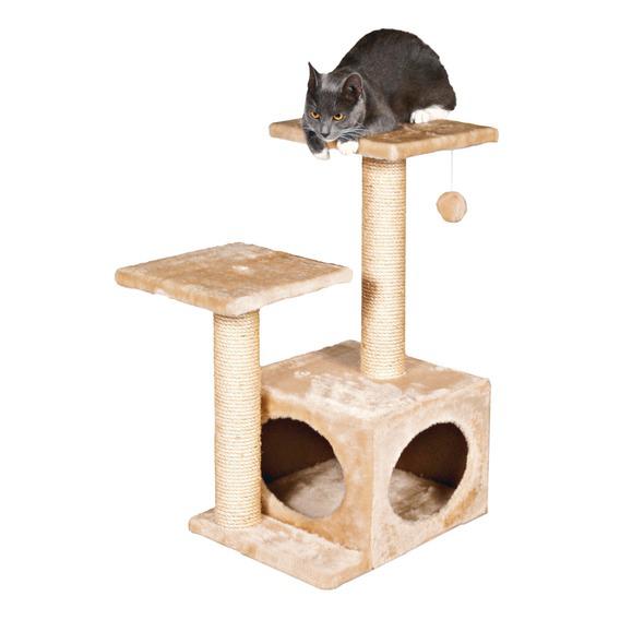 Дом-когтеточка для кошек Valencia с двумя площадками, бежевый, 33х44х71 см