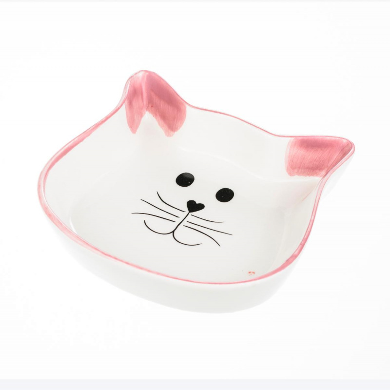 Миска для кошек 200мл с ушками розовая киска керамика