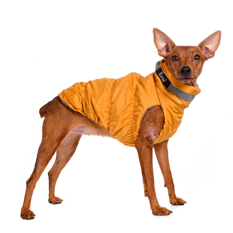 Куртка для собак на молнии желтая 5