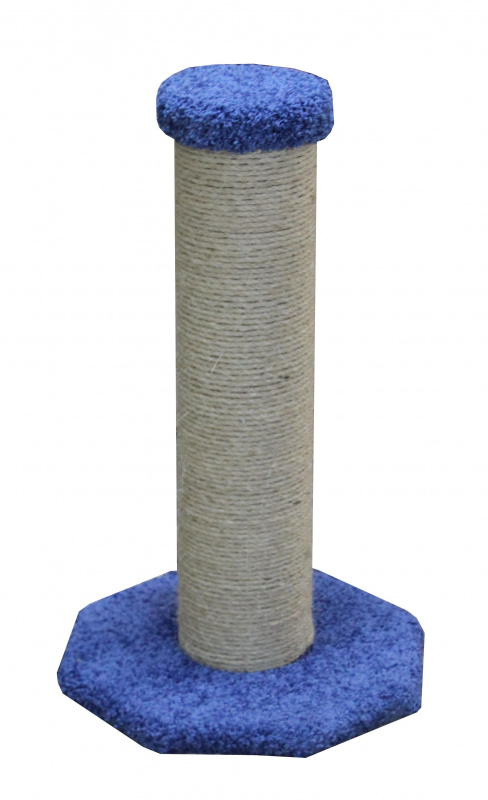 Когтеточка-столбик для кошек «Столбик мощный» на подставке, голубой, 42х42х82 см