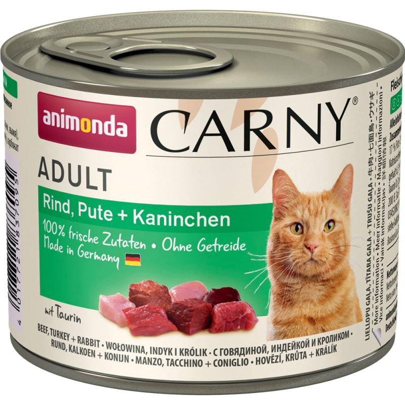 Carny Fleisch Menue Adult консервы для кошек старше 1 года, с индейкой и кроликом, 200 г