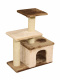 Превью Дом-когтеточка для кошек с двумя площадками и домиком-лабиринтом, бежевый/коричневый, 30х60х75 см