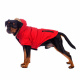 Превью Куртка для собак приталенная с меховым капюшоном красная L 6