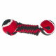 Превью Игрушка для собак Гантель из теннисных мячей на веревке красный с черным 22 см