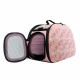 Превью Складная сумка-переноска для кошек и собак мелкого размера до 6 кг, 30х46х32 см, бледно-розовая в цветочек 2