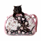 Превью Складная сумка-переноска для собак и кошек до 6 кг прозрачная/розовая дизайн сердечки 1