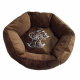 Превью Лежак для животных Дрим-1 круглый коричневый с рисунком, 29х27х23 см