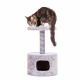 Превью Дом-когтеточка для кошек круглый с лежанкой, декор: котенок, темно-серый, 42х42х66 см