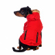 Превью Куртка для собак приталенная с меховым капюшоном красная S 8